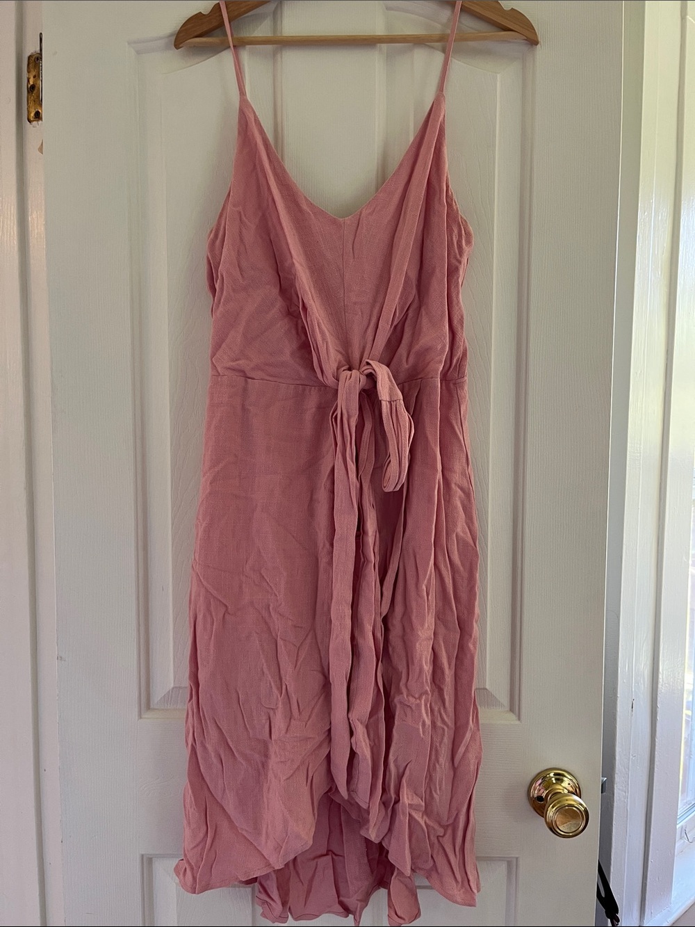 Lumiere Dusty Rose High-Low Tie-Waist Midi Dress